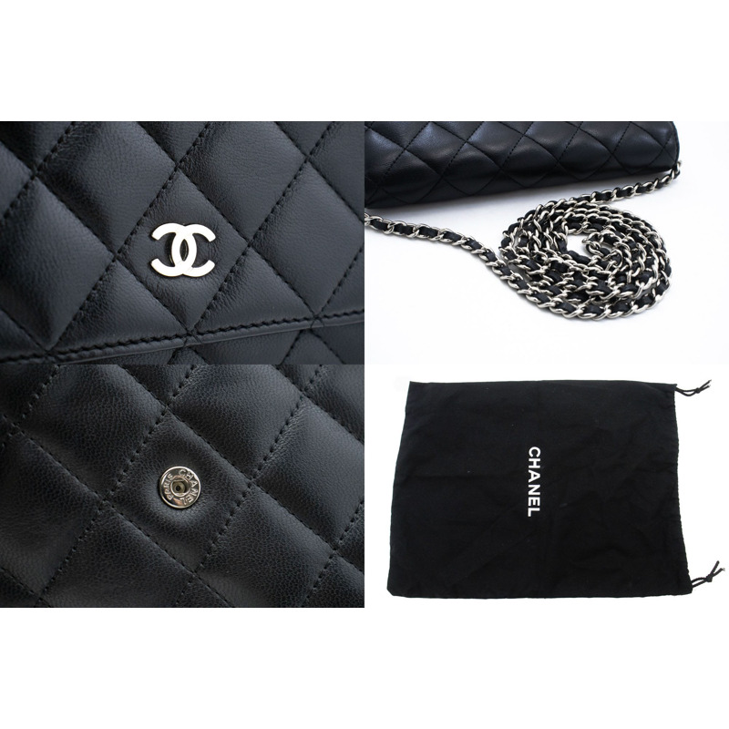 【日本直送】香奈兒黑色經典鏈條皮夾 WOC 單肩包 羊皮-6