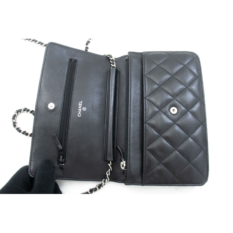 【日本直送】香奈兒黑色經典鏈條皮夾 WOC 單肩包 羊皮-10