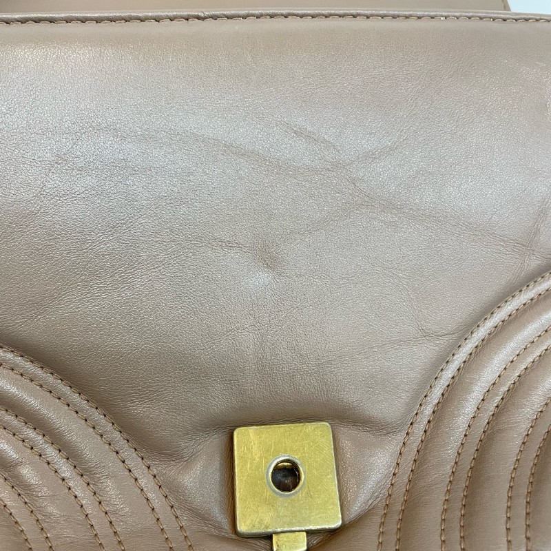 Gucci/古馳裸粉色全皮大號馬蒙郵差手提單肩斜挎包。-8