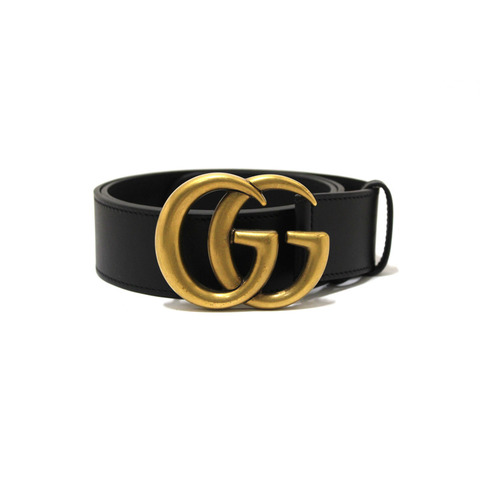 Gucci Black Leather GG Marmont with Maxi GG Belt Size 80