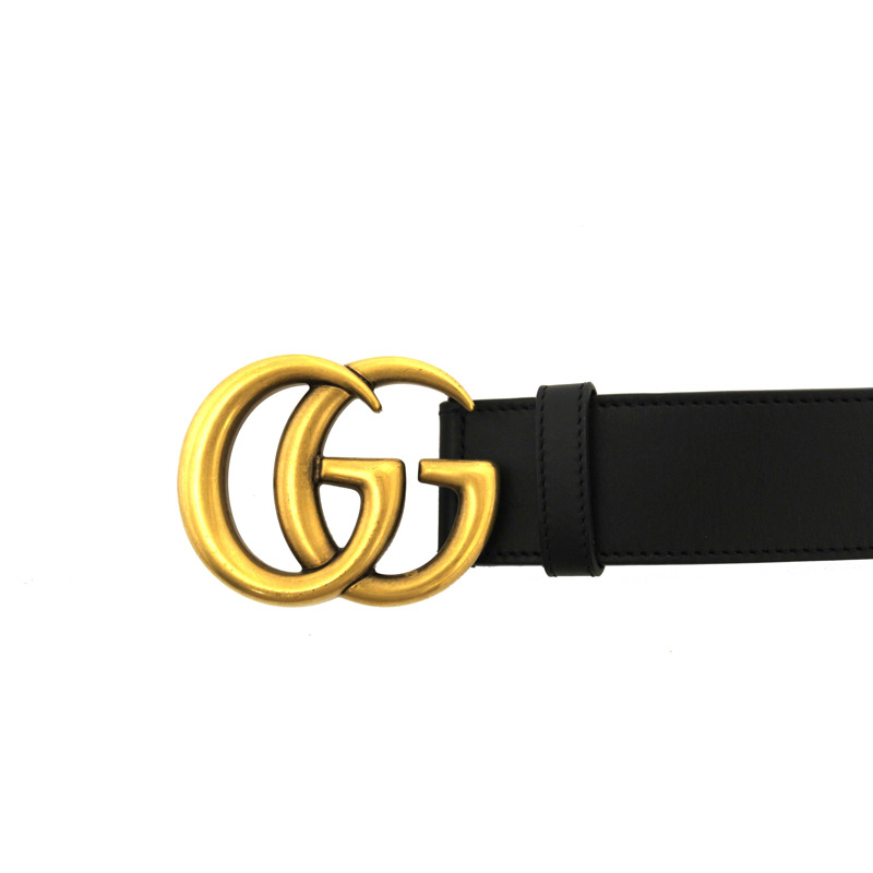 Gucci Black Leather GG Marmont with Maxi GG Belt Size 80-1