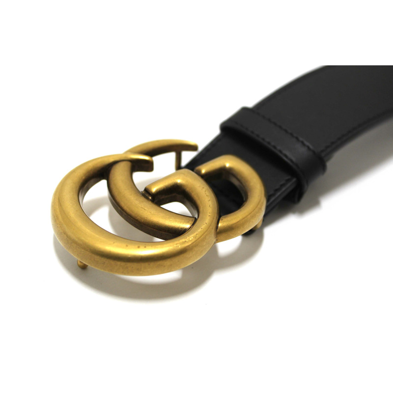 Gucci Black Leather GG Marmont with Maxi GG Belt Size 80-2