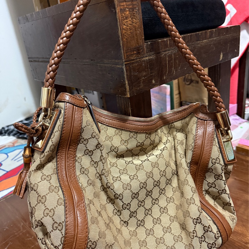 Gucci GG 帆布編織手提包-0