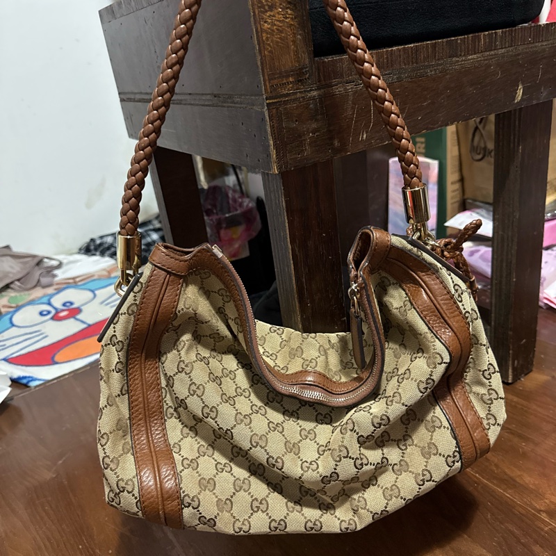 Gucci GG 帆布編織手提包-1