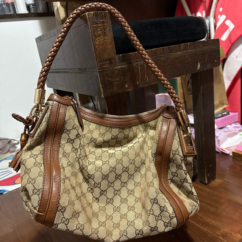 Gucci GG 帆布編織手提包-5