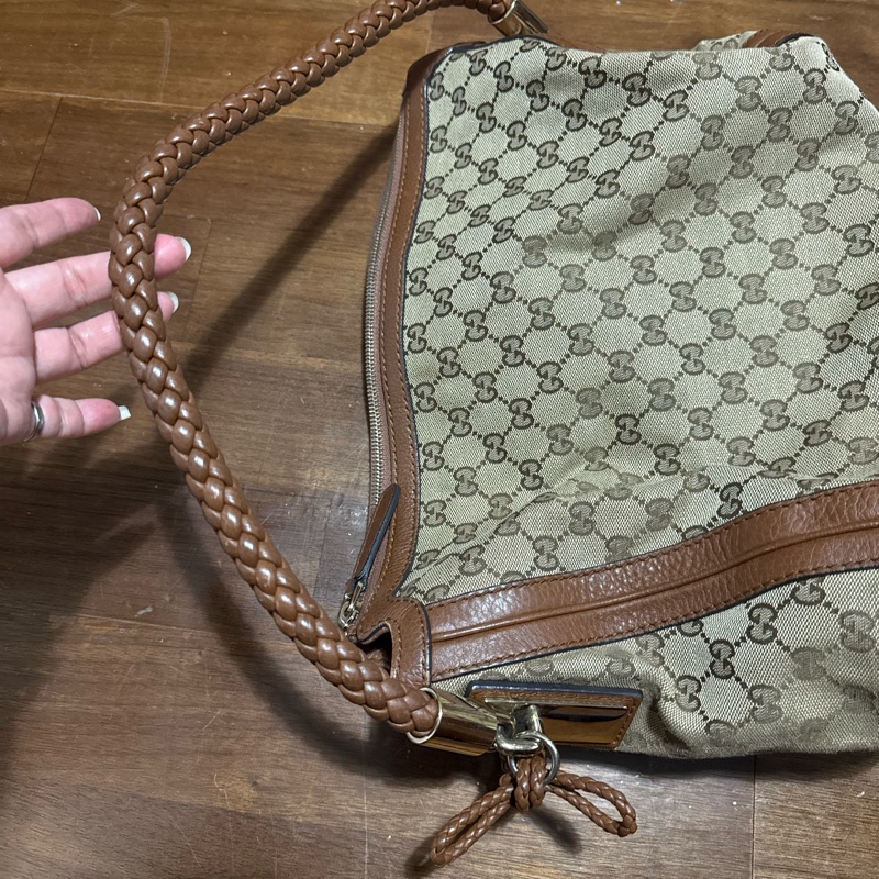 Gucci GG 帆布編織手提包-15