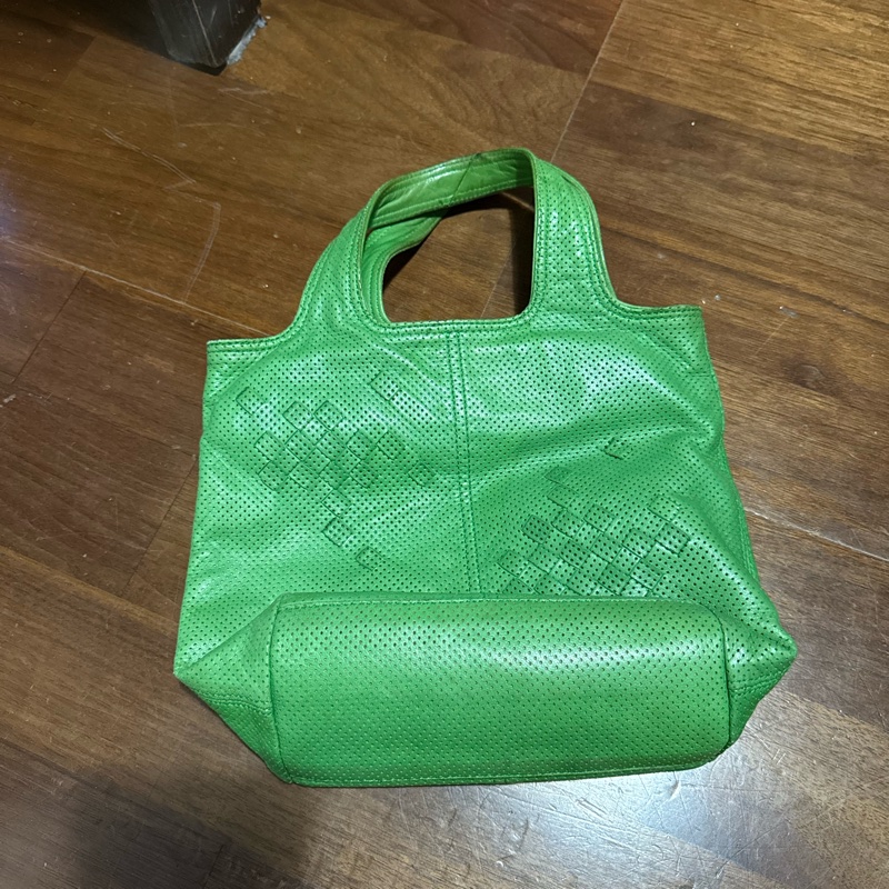 BV綠色二手編織手提袋-1