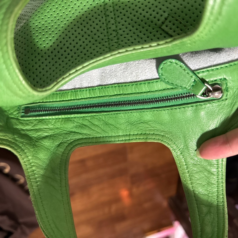 BV綠色二手編織手提袋-9