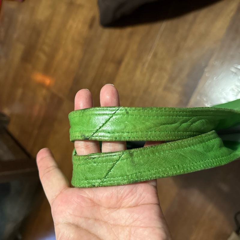 BV綠色二手編織手提袋-13