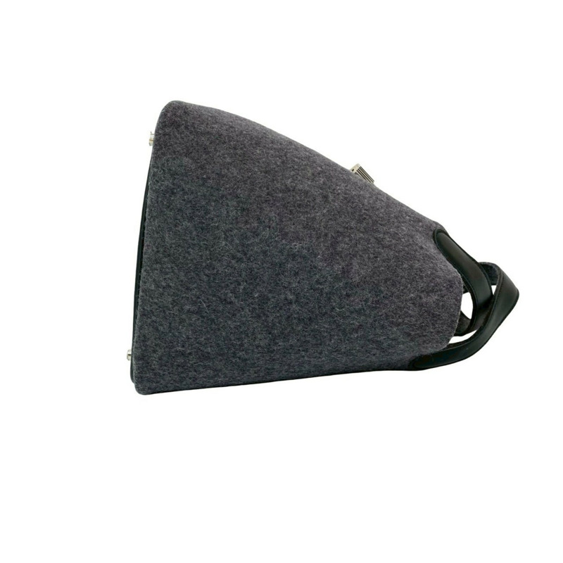 全新未使用 Y 字印記愛馬仕 Picotin Lock PM 毛氈和 Swift 皮革手提包，灰色/黑色，20685-5