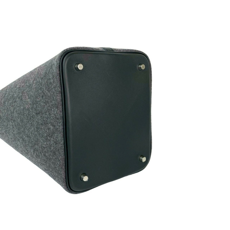 全新未使用 Y 字印記愛馬仕 Picotin Lock PM 毛氈和 Swift 皮革手提包，灰色/黑色，20685-6