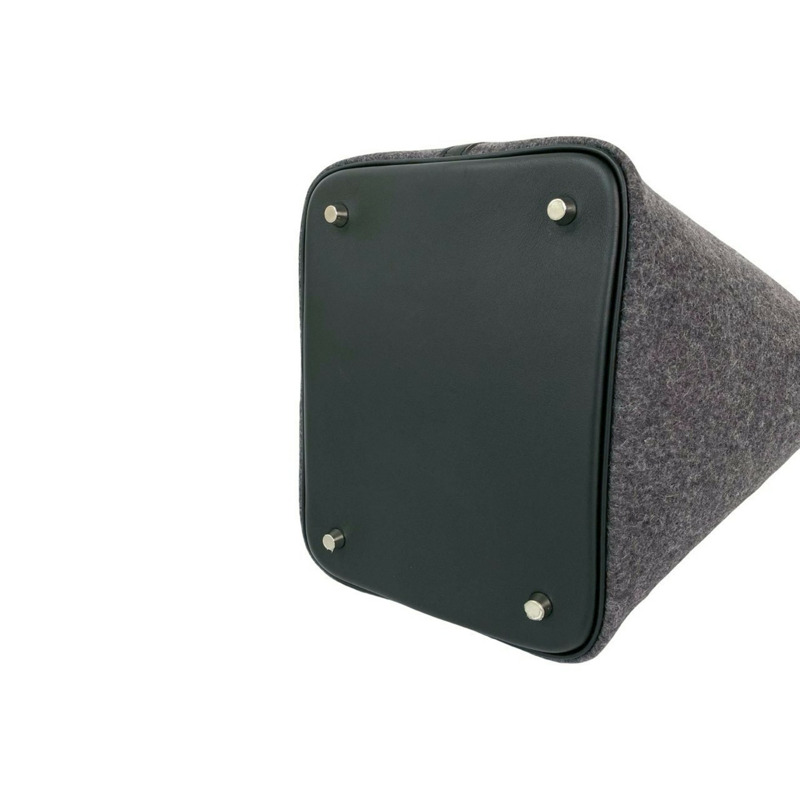 全新未使用 Y 字印記愛馬仕 Picotin Lock PM 毛氈和 Swift 皮革手提包，灰色/黑色，20685-7