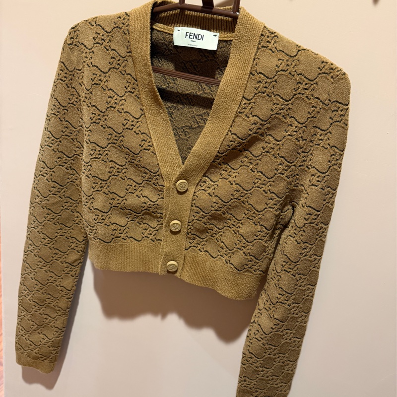 全新閒置FENDI經典短板針織上衣-咖色 全網最低針織外衣🉑送禮狀態-0