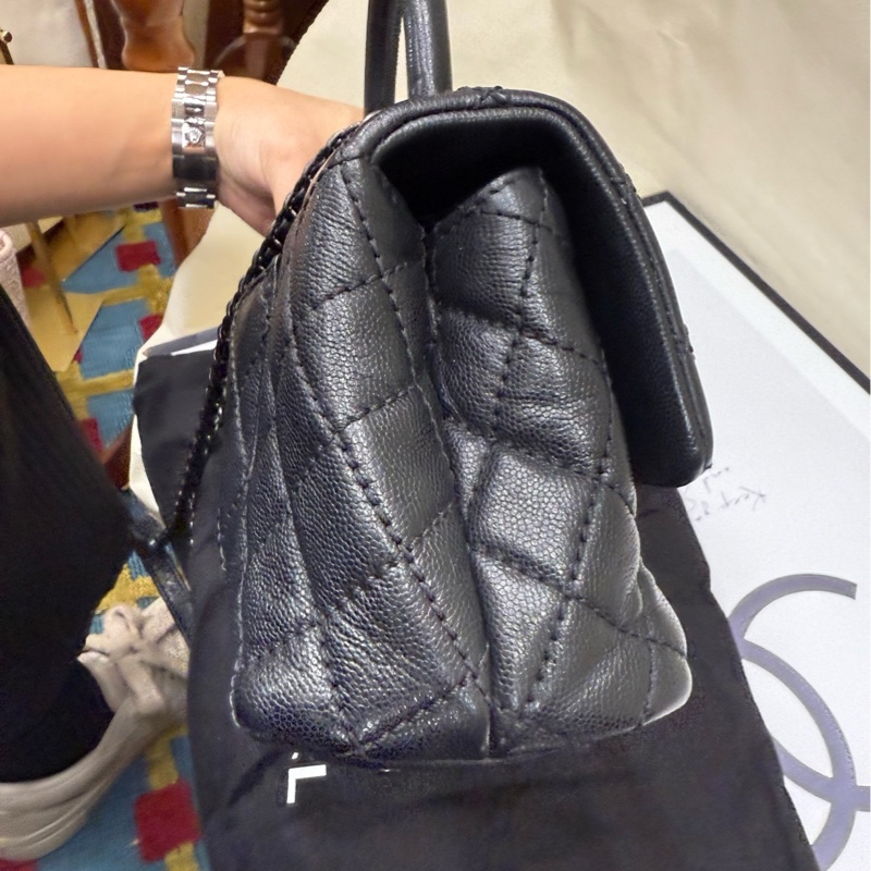 Chanel 黑银Coco handle 牛皮荔枝小号 22开有卡-6