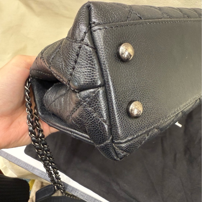 Chanel 黑银Coco handle 牛皮荔枝小号 22开有卡-9