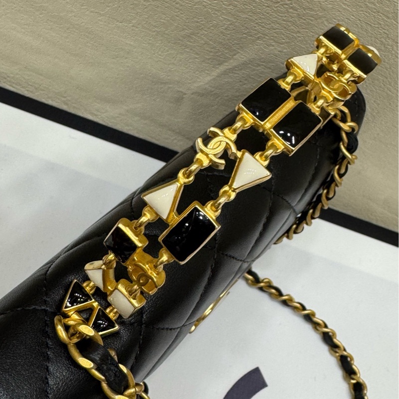 Chanel黑金 珐琅手柄woc 斜挎包 芯片-2