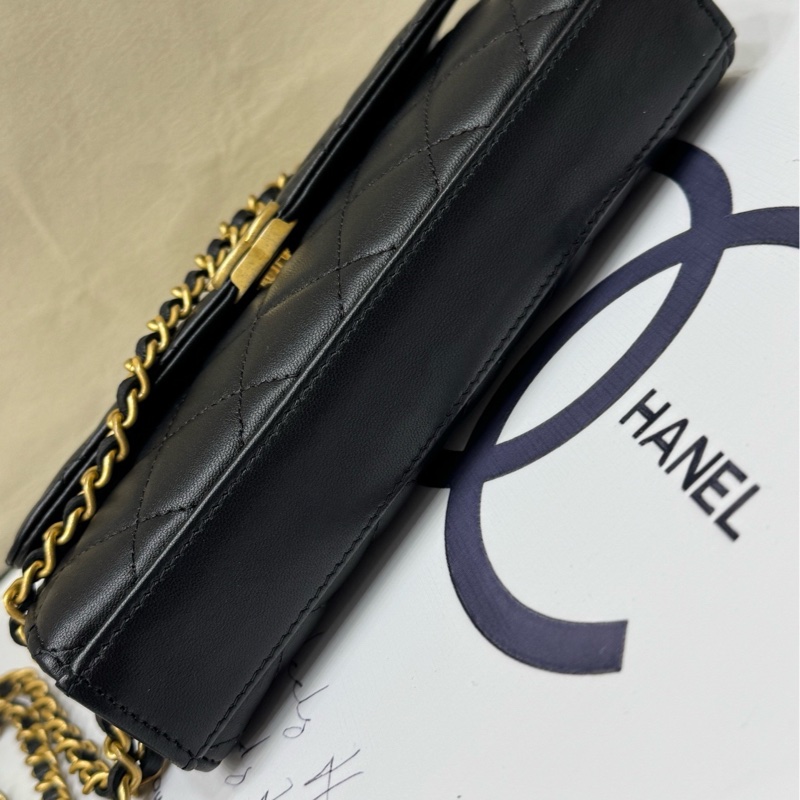 Chanel黑金 珐琅手柄woc 斜挎包 芯片-4