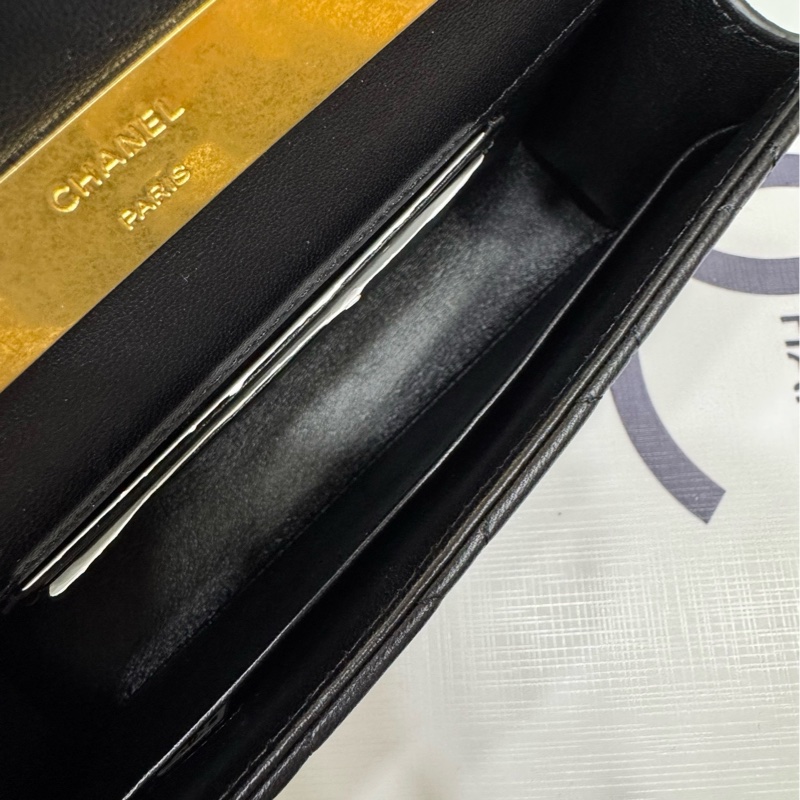 Chanel黑金 珐琅手柄woc 斜挎包 芯片-6