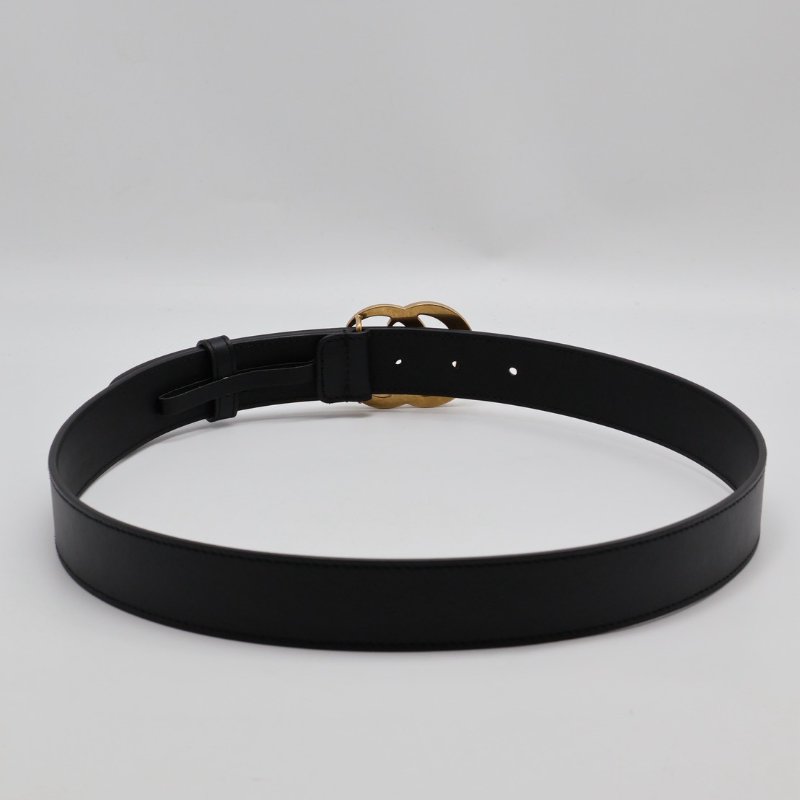 GUCCI 經典雙G腰帶 - 黑金 85-1