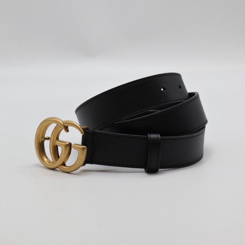 GUCCI 經典雙G腰帶 - 黑金 85-3