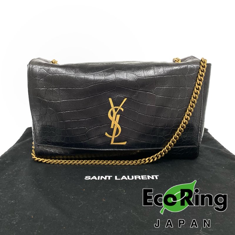 △ Saint Laurent 聖羅蘭 Black Calfskin Chain Shoulder Bag 黑色小牛皮鏈條肩背袋 -257021641-0
