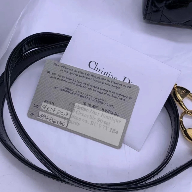 Christian Dior Lady Dior 大號 Cannage 漆皮黑色戴妃包 單肩包-8