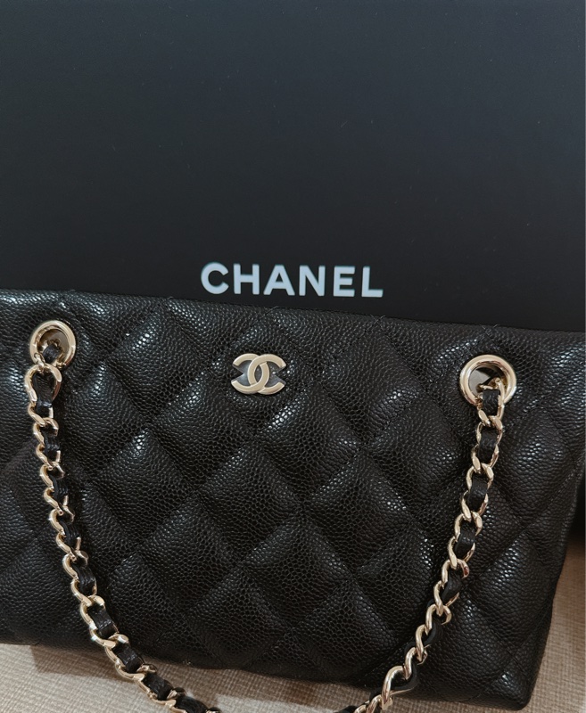 誠可議💖Chanel 25C mini tote 黑金荔枝牛-1