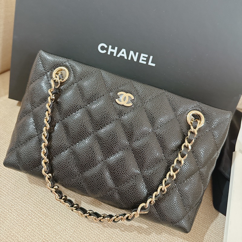 誠可議💖Chanel 25C mini tote 黑金荔枝牛-5