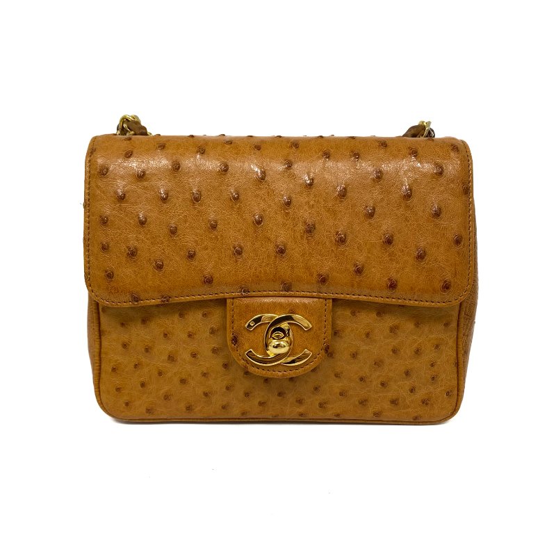 △ Chanel 香奈兒 Brown Ostrich Leather Chain Shoulder Bag No.0 啡色鴕鳥皮鏈條肩背袋 No.0 -257021609-1