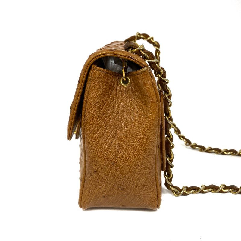 △ Chanel 香奈兒 Brown Ostrich Leather Chain Shoulder Bag No.0 啡色鴕鳥皮鏈條肩背袋 No.0 -257021609-3