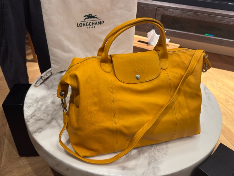 Longchamp小羊皮手提/斜背兩用包(大)-3
