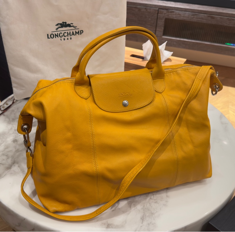 Longchamp小羊皮手提/斜背兩用包(大)-4