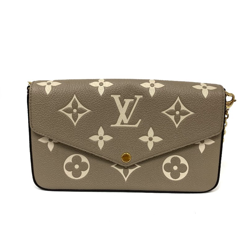 △ Louis Vuitton 路易威 Pochette Felicie Beige Empreinte Calfskin Monogram Chain Cross-body Bag M69977 淺褐色壓花牛皮花紋鏈條斜背袋 M69977 -257021458-1