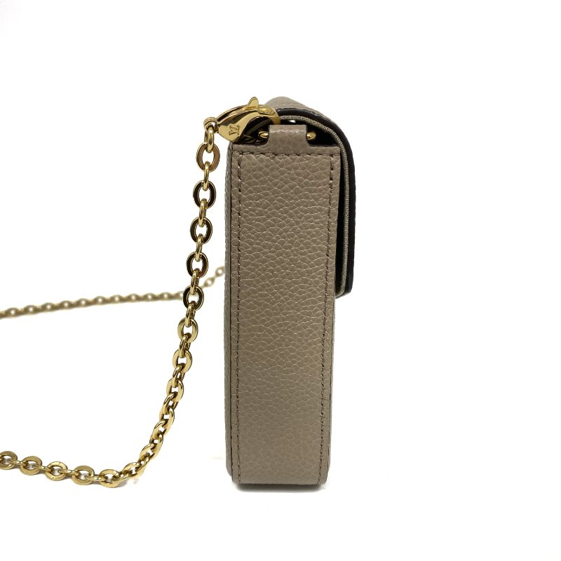 △ Louis Vuitton 路易威 Pochette Felicie Beige Empreinte Calfskin Monogram Chain Cross-body Bag M69977 淺褐色壓花牛皮花紋鏈條斜背袋 M69977 -257021458-4