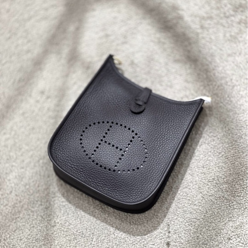 愛馬仕 mini evelyne 黑銀 w刻 絕美-3