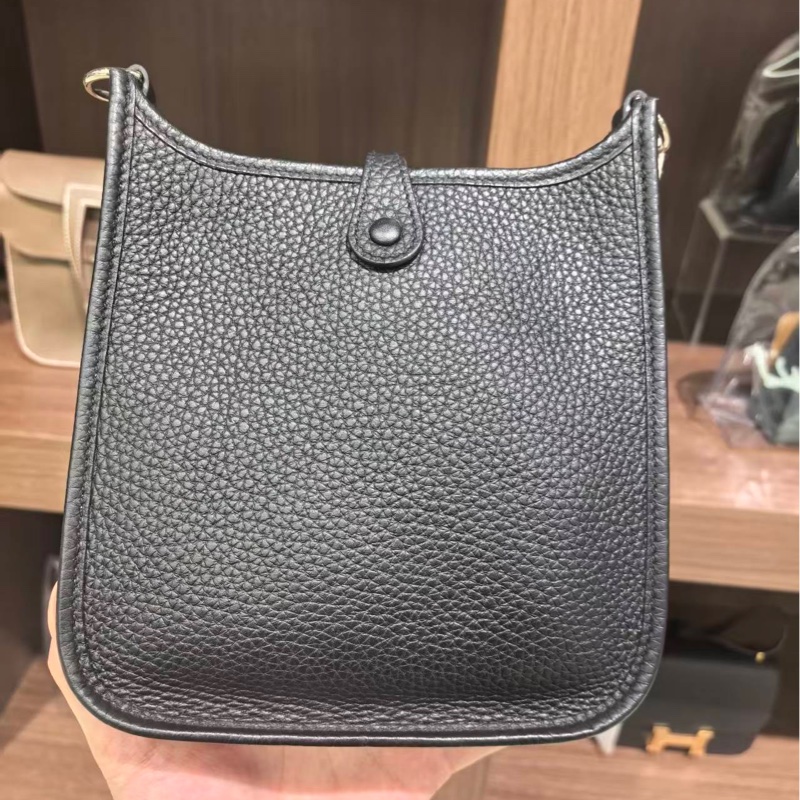 愛馬仕 mini evelyne 黑銀 w刻 絕美-6