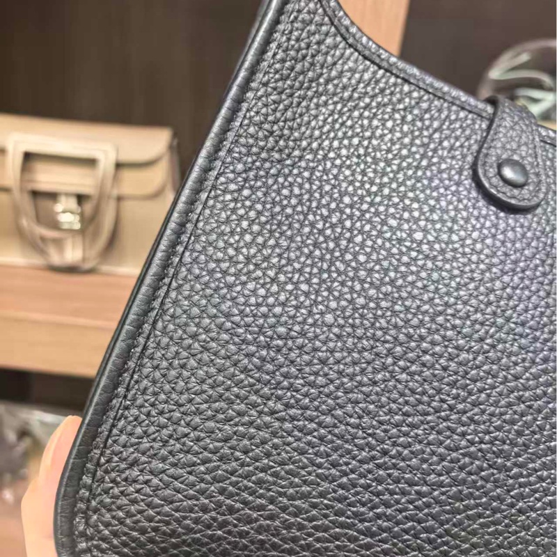 愛馬仕 mini evelyne 黑銀 w刻 絕美-16