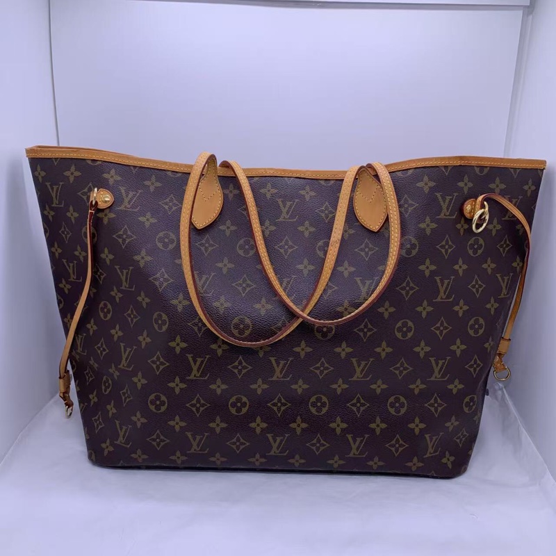 二手 lv neverfull 大號老花，包口手柄內里發黑磨損，包有異味-0
