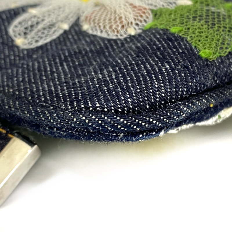 ☆ Fendi 芬迪 Navy Denim Flower Shoulder Bag 深藍色牛仔布花花肩背袋 - 257021827-8