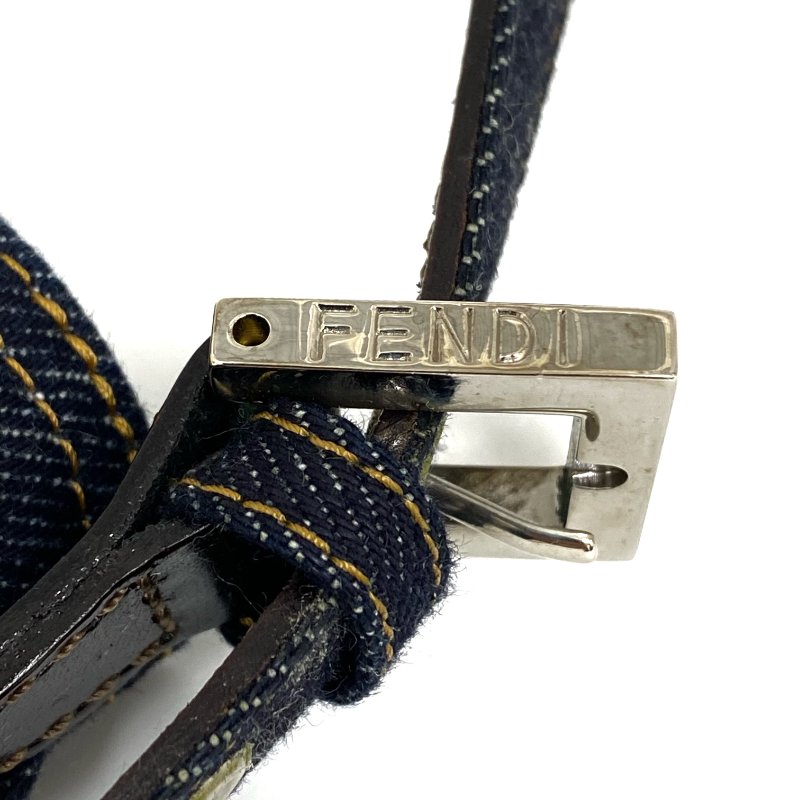 ☆ Fendi 芬迪 Navy Denim Flower Shoulder Bag 深藍色牛仔布花花肩背袋 - 257021827-12