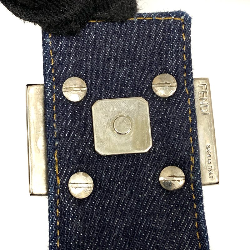 ☆ Fendi 芬迪 Navy Denim Flower Shoulder Bag 深藍色牛仔布花花肩背袋 - 257021827-14