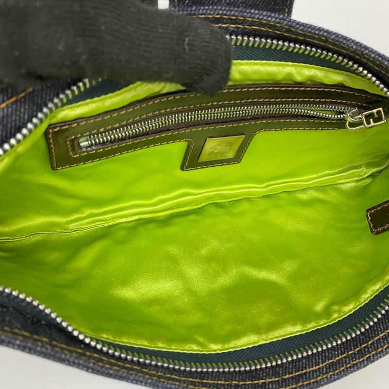 ☆ Fendi 芬迪 Navy Denim Flower Shoulder Bag 深藍色牛仔布花花肩背袋 - 257021827-16