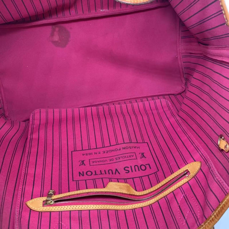 二手 lv neverfull 大號老花，包口手柄內里發黑磨損，包有異味-5