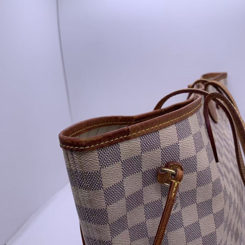 二手 lv neverfull 中號白棋盤格，包口手柄內里發黑磨損，包有異味-11