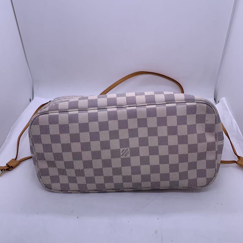 二手 lv neverfull 中號白棋盤格，包口手柄內里發黑磨損，包有異味-2