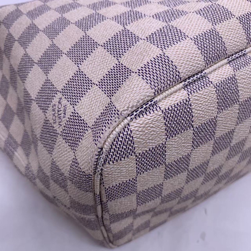 二手 lv neverfull 中號白棋盤格，包口手柄內里發黑磨損，包有異味-14