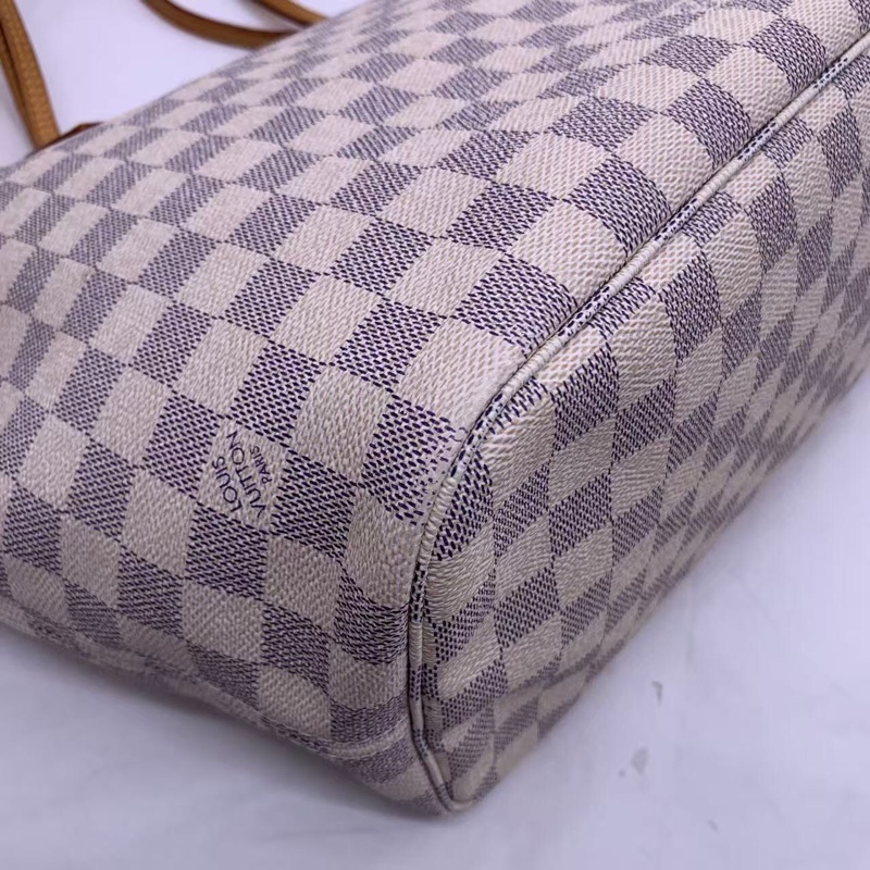二手 lv neverfull 中號白棋盤格，包口手柄內里發黑磨損，包有異味-15