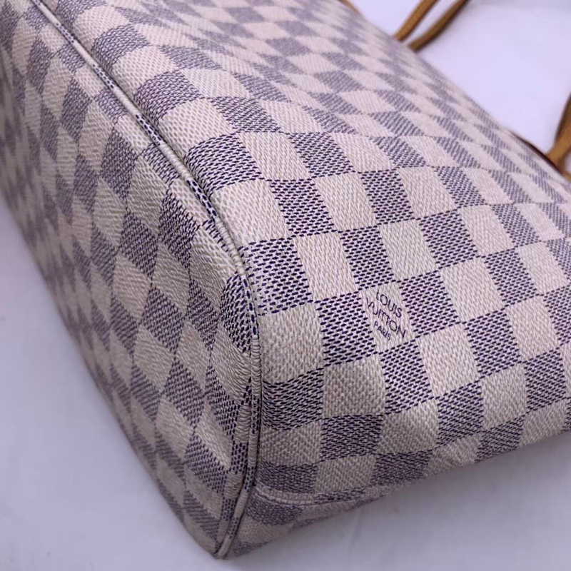 二手 lv neverfull 中號白棋盤格，包口手柄內里發黑磨損，包有異味-16