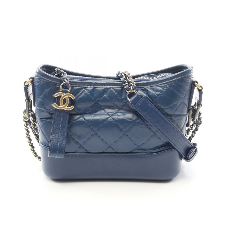 香奈兒 (CHANEL) Gabriel De Chanel 小號 Hobo 鏈條肩背包 A91810 皮革 藍色 二手-0