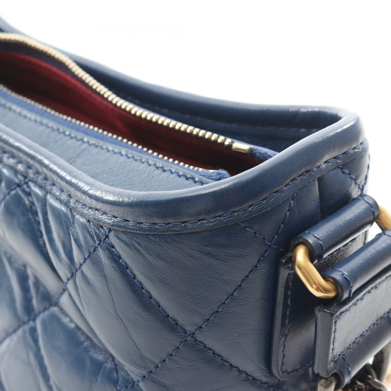 香奈兒 (CHANEL) Gabriel De Chanel 小號 Hobo 鏈條肩背包 A91810 皮革 藍色 二手-6